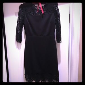 EUC express black dress with lace trim